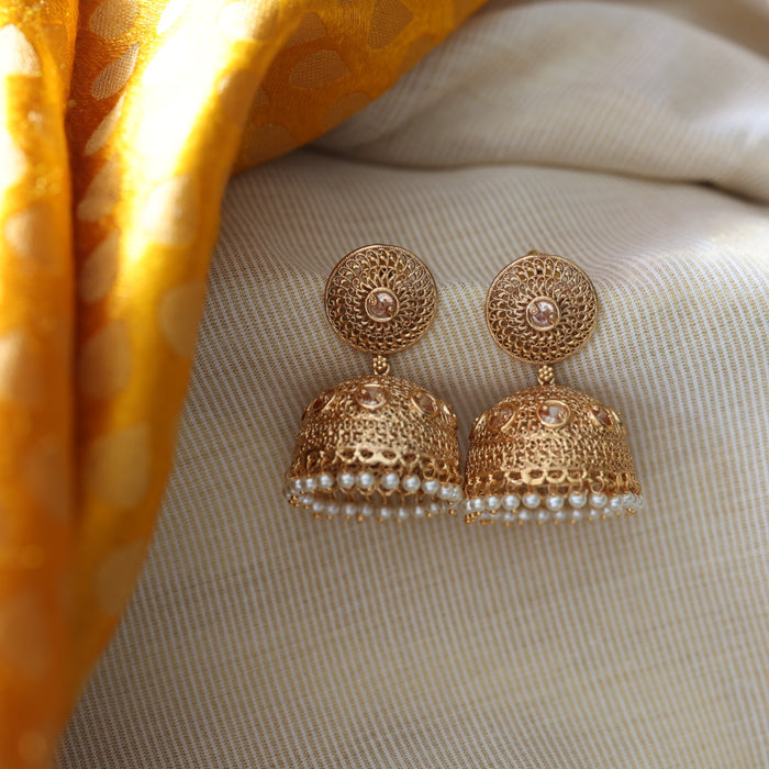 Heritage gold plated pearl jumka HJ478
