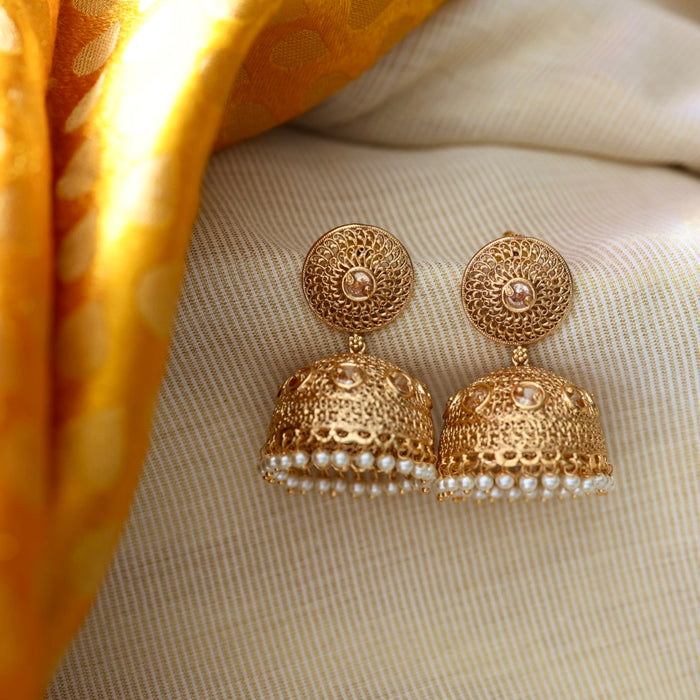 Heritage gold plated pearl jumka HJ478