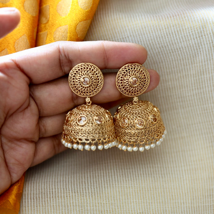 Heritage gold plated pearl jumka HJ478