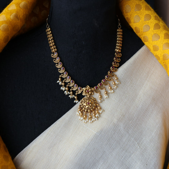 Antique short necklace with earrings  TTS4135