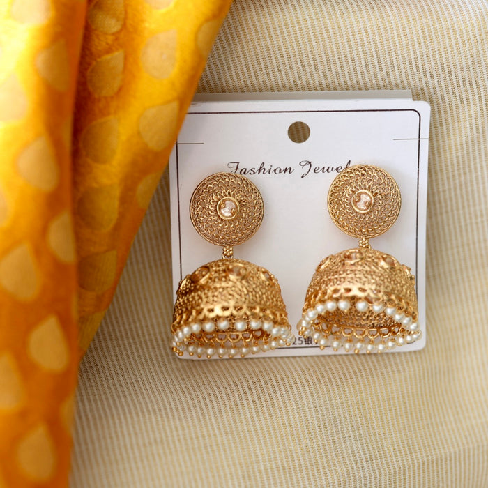 Heritage gold plated pearl jumka HJ478