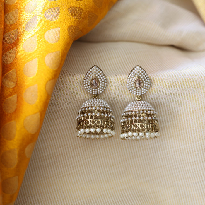 Trendy pearl jumka earrings TJ052