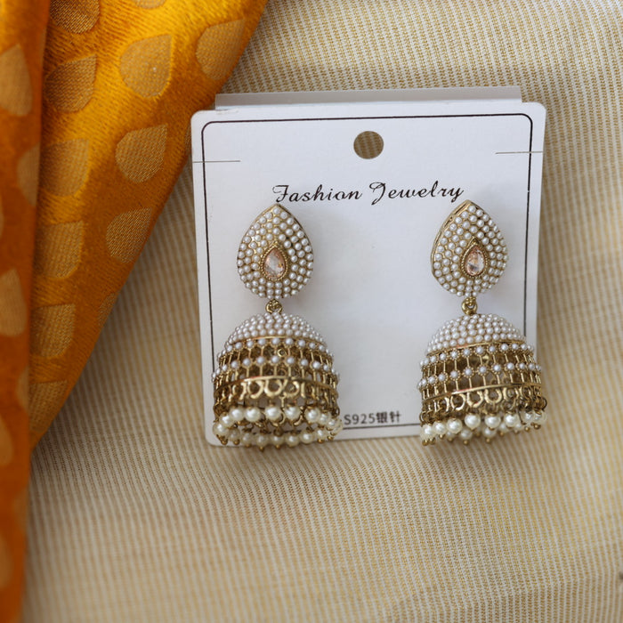 Trendy pearl jumka earrings TJ052