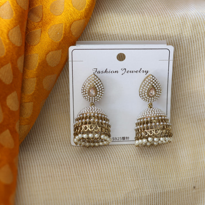Trendy pearl jumka earrings TJ052