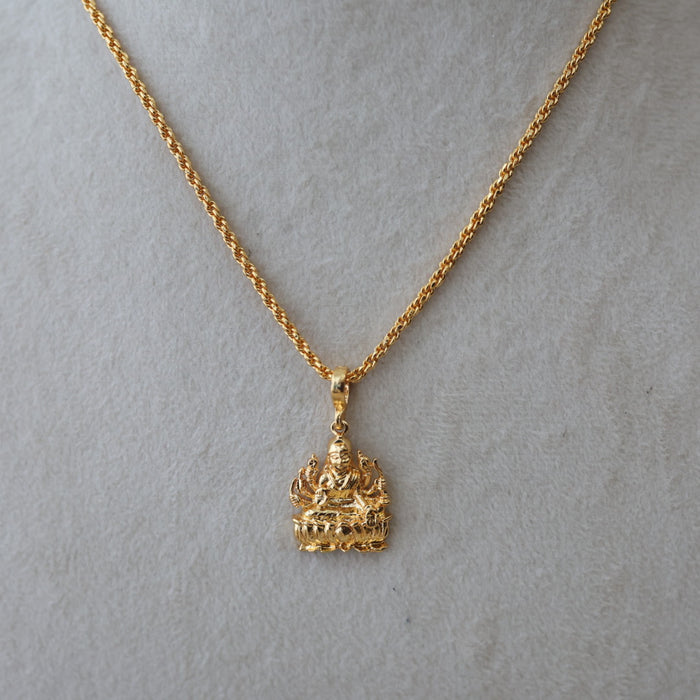 Heritage gold plated simple lakshmi pendant short chain HC3231