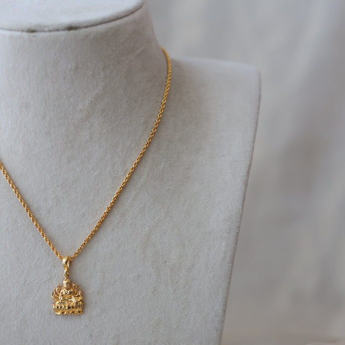Heritage gold plated simple lakshmi pendant short chain HC3231