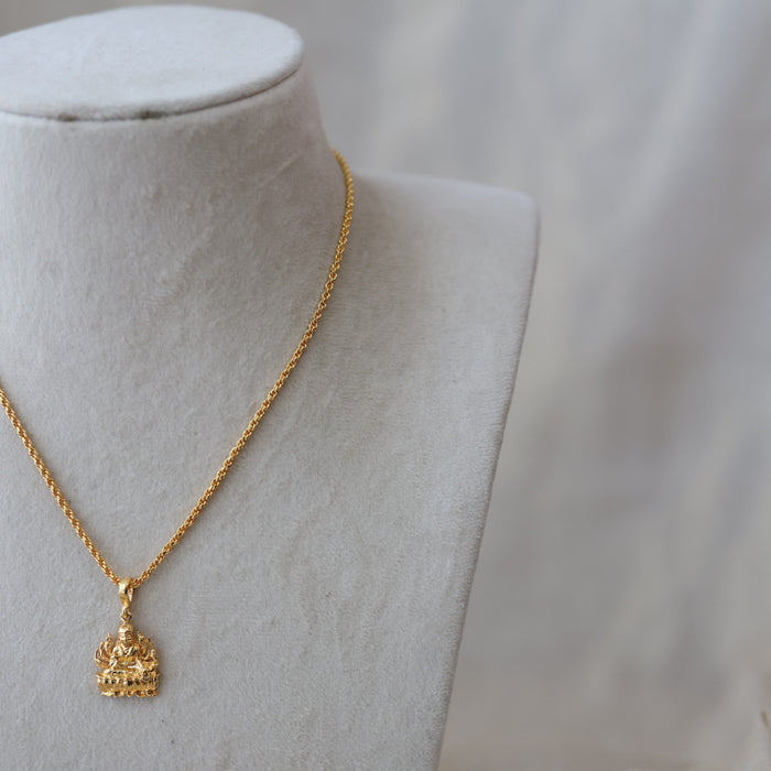 Heritage gold plated simple lakshmi pendant short chain HC3231