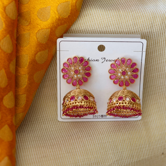 Trendy ruby stone jumka earrings TJ052