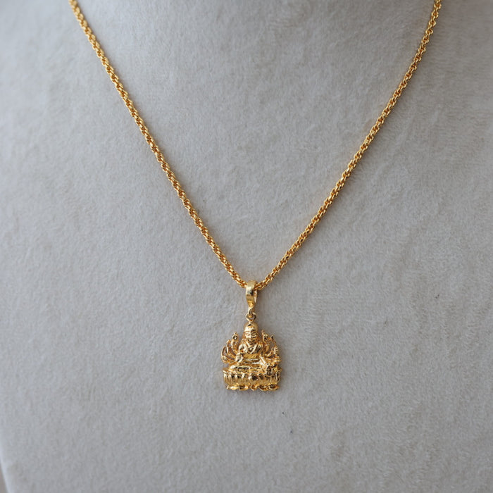 Heritage gold plated simple lakshmi pendant short chain HC3231