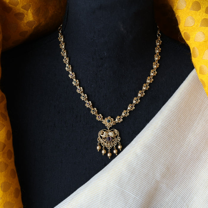 Antique multi stone short necklace with earrings  TTS4311