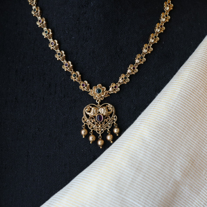 Antique multi stone short necklace with earrings  TTS4311