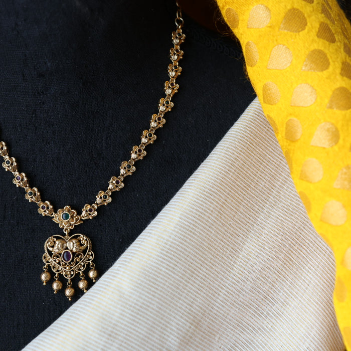 Antique multi stone short necklace with earrings  TTS4311