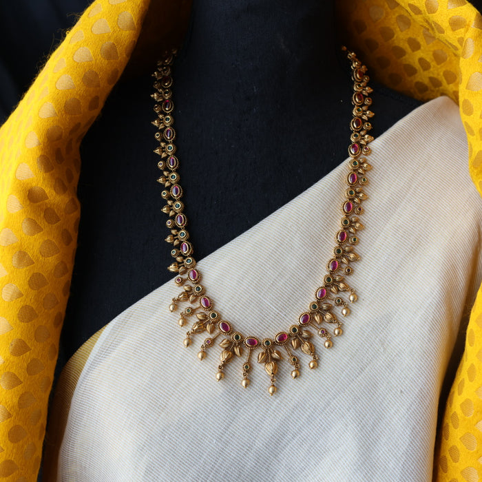 Antique gold long necklace and earrings LL032678