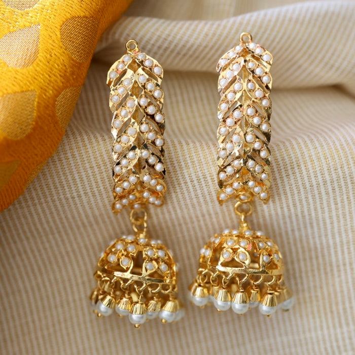 Heritage gold plated pearl jumka HJ456