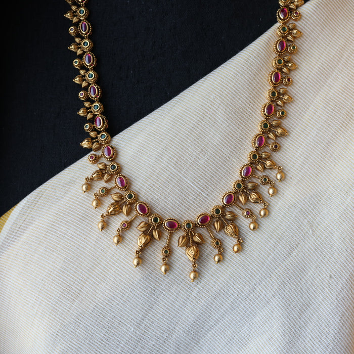 Antique gold long necklace and earrings LL032678