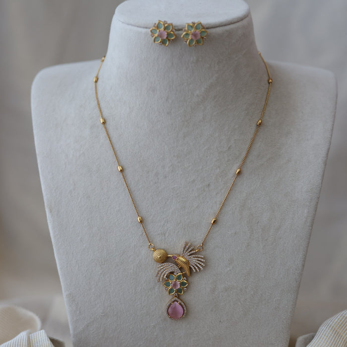 Antique pendant chain with earrings TTS4628