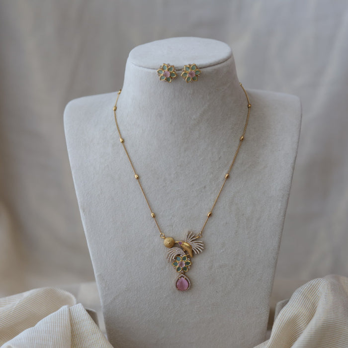 Antique pendant chain with earrings TTS4628