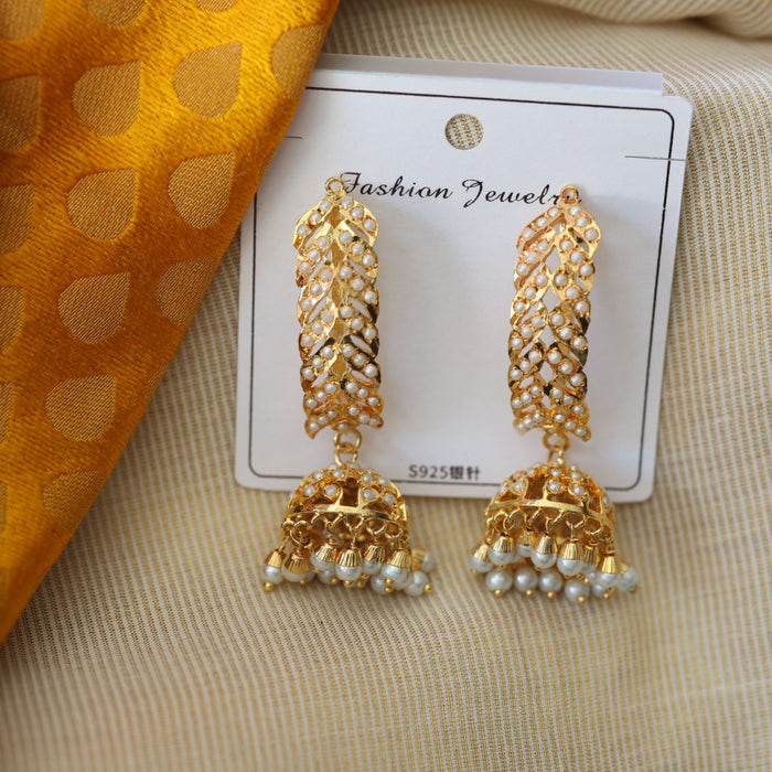 Heritage gold plated pearl jumka HJ456
