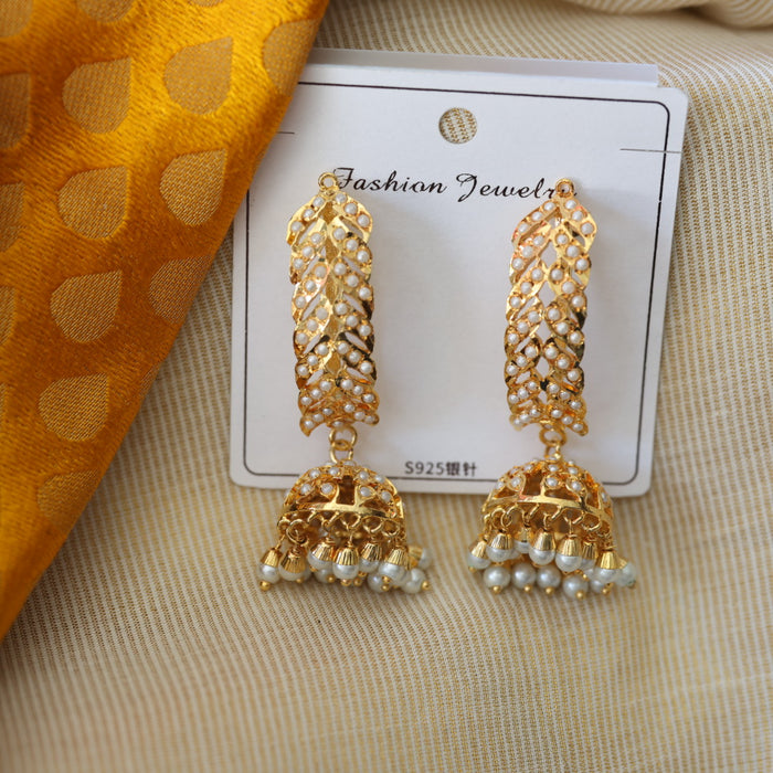 Heritage gold plated pearl jumka HJ456
