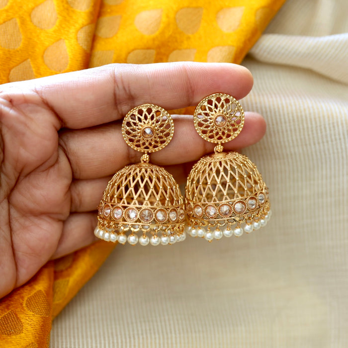 Heritage gold plated pearl jumka HJ49