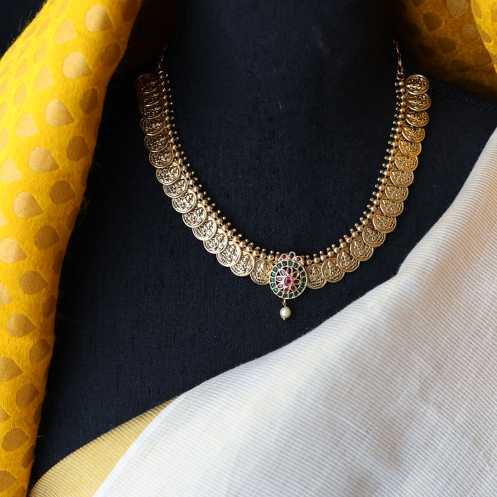 Antique coin design short necklace and earrings TTS4198