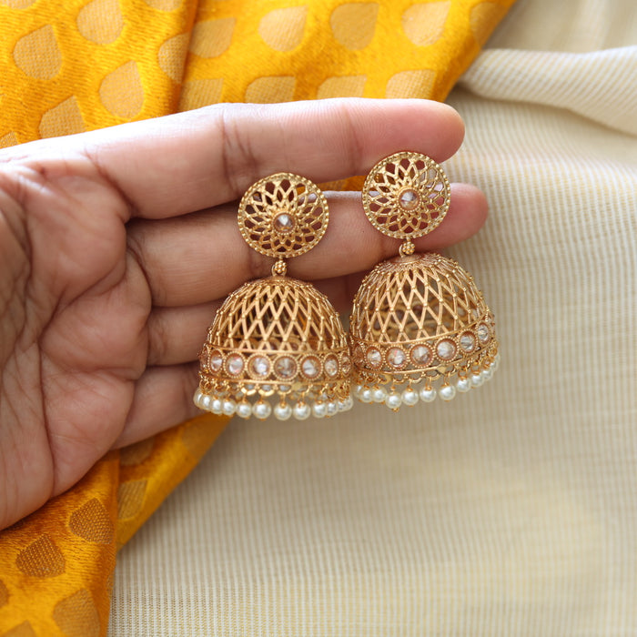 Heritage gold plated pearl jumka HJ49