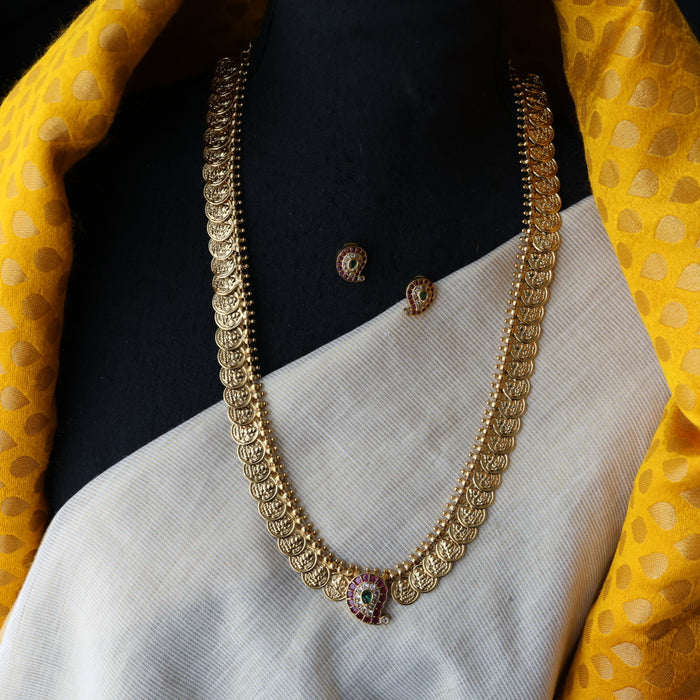 Antique coin design long necklace and earrings LL03753