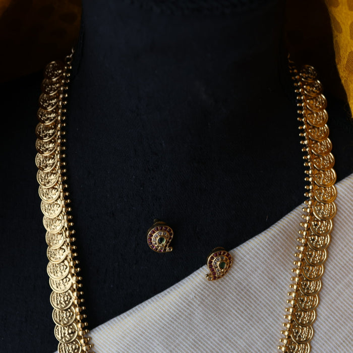 Antique coin design long necklace and earrings LL03753