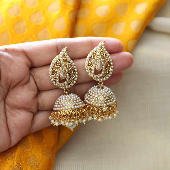 Antique gold and pearl jumka earrings AJ132