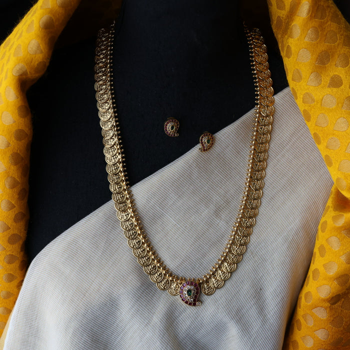 Antique coin design long necklace and earrings LL03753