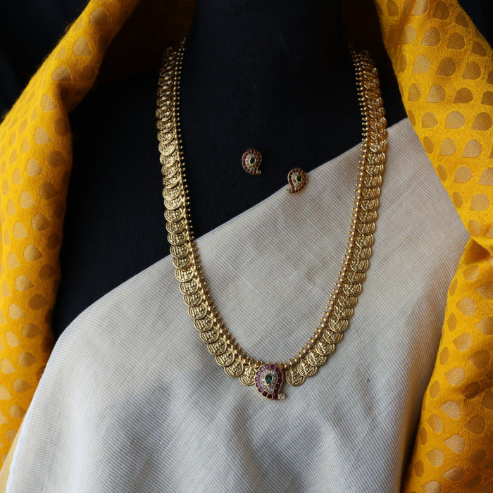 Antique coin design long necklace and earrings LL03753