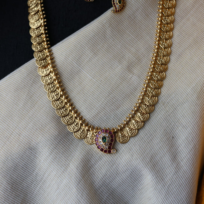 Antique coin design long necklace and earrings LL03753