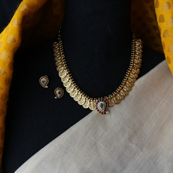 Antique coin design simple short necklace and earrings TTS4879