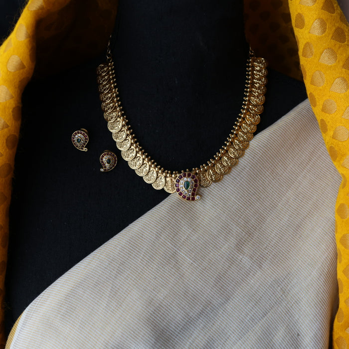 Antique coin design simple short necklace and earrings TTS4879