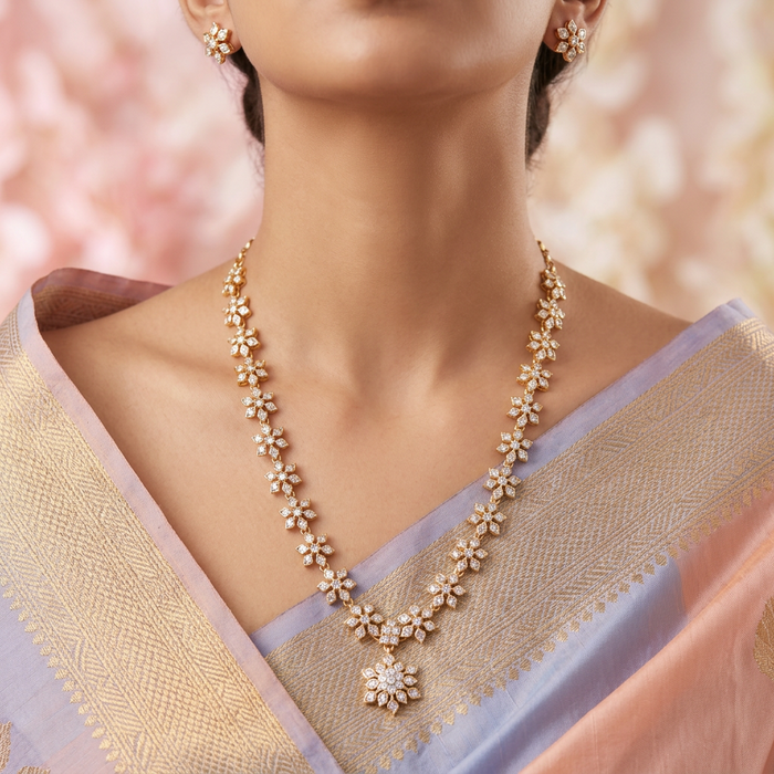 Heritage gold plated white stone short necklace H111