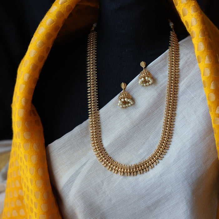 Antique gold long necklace and earrings G2034