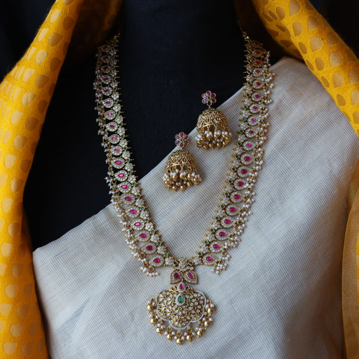 Antique pearl long necklace with earrings LL0345322