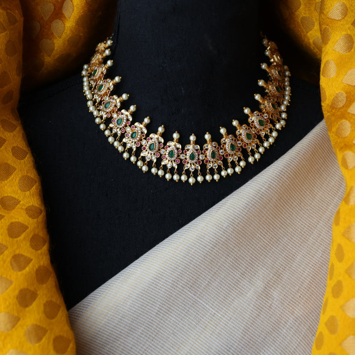 Antique simple multi stone long necklace and earrings SS11096