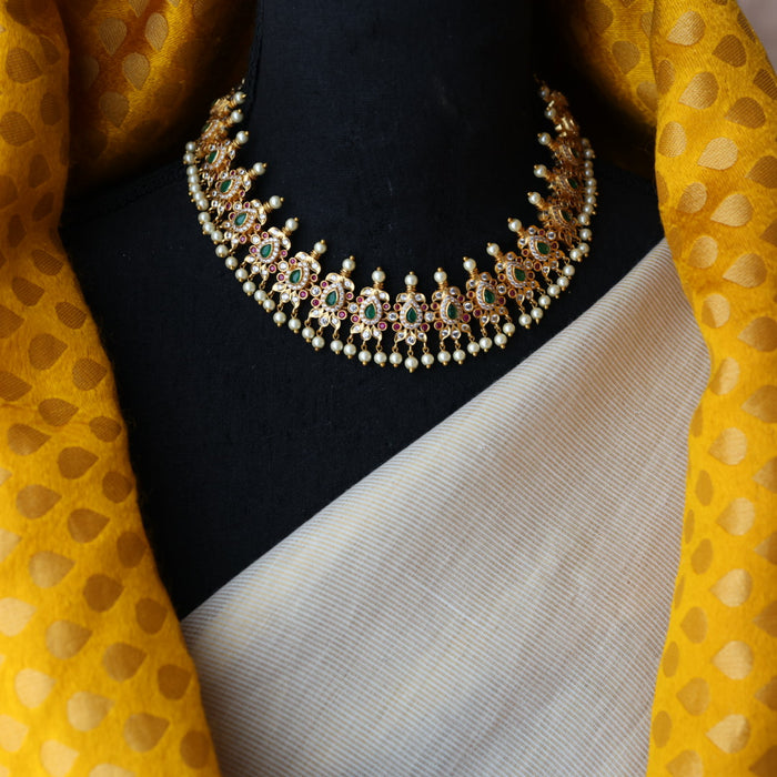 Antique simple multi stone long necklace and earrings SS11096