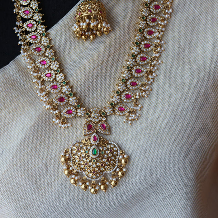 Antique pearl long necklace with earrings LL0345322