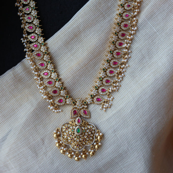 Antique pearl long necklace with earrings LL0345322