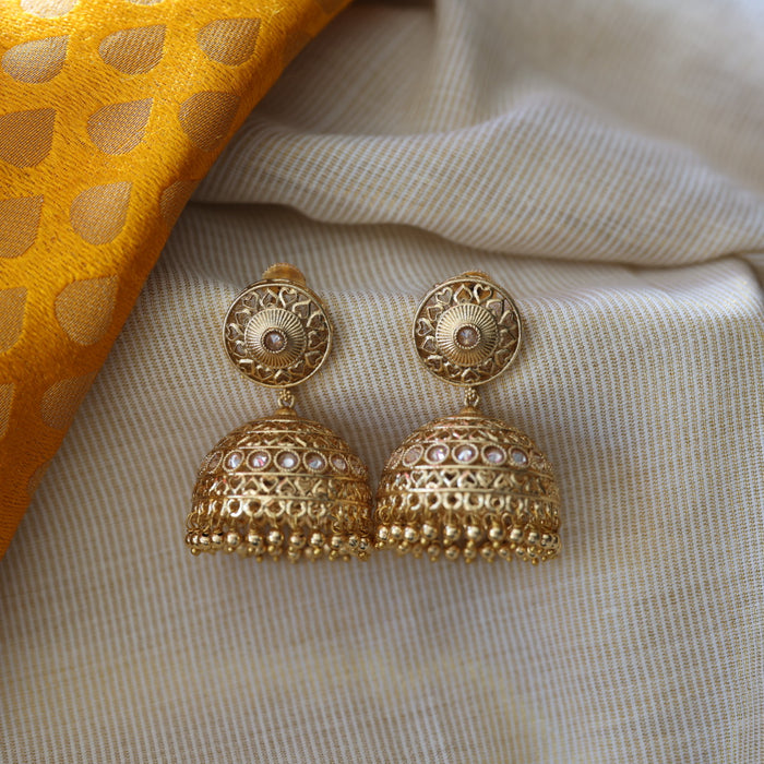 Antique white stone jumka earrings AJ503