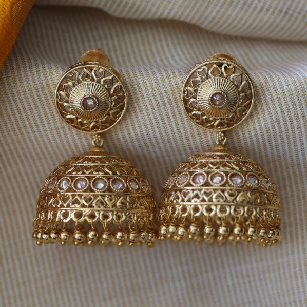 Antique white stone jumka earrings AJ503