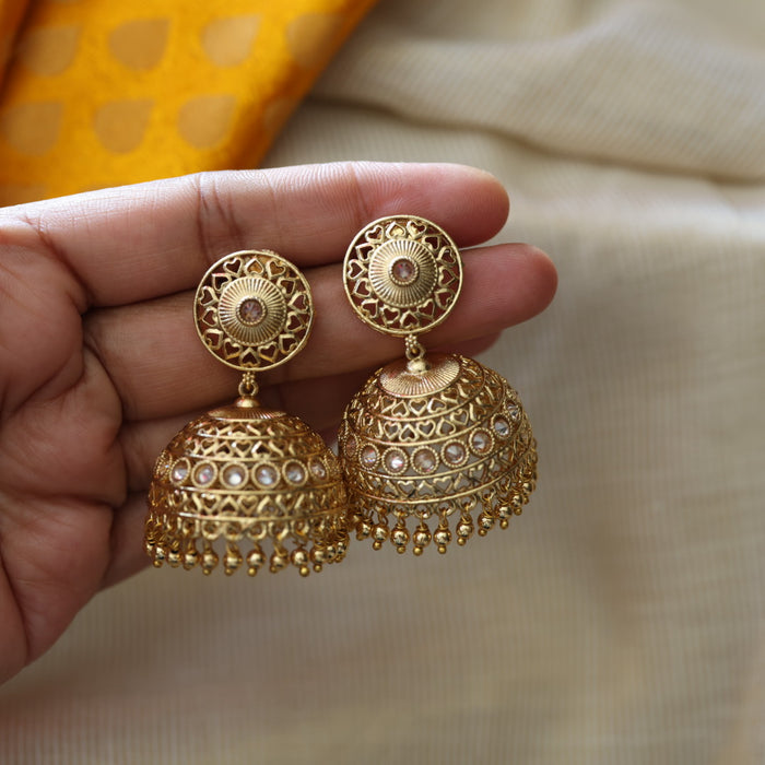 Antique white stone jumka earrings AJ503