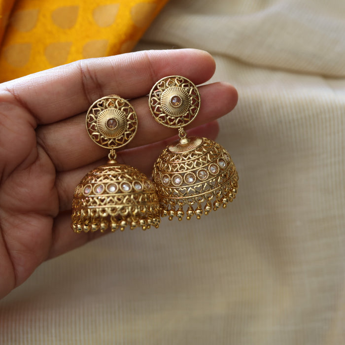 Antique white stone jumka earrings AJ503