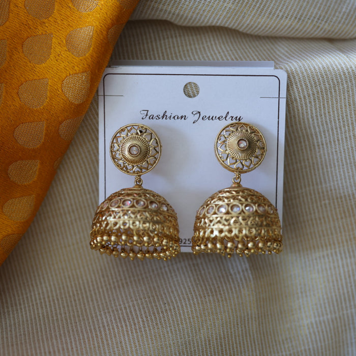Antique white stone jumka earrings AJ503