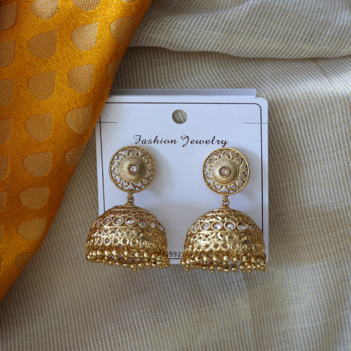Antique white stone jumka earrings AJ503