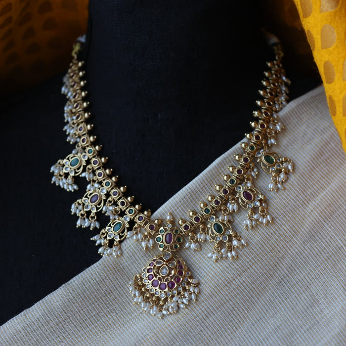 Antique pearl short necklace with earrings SS110223