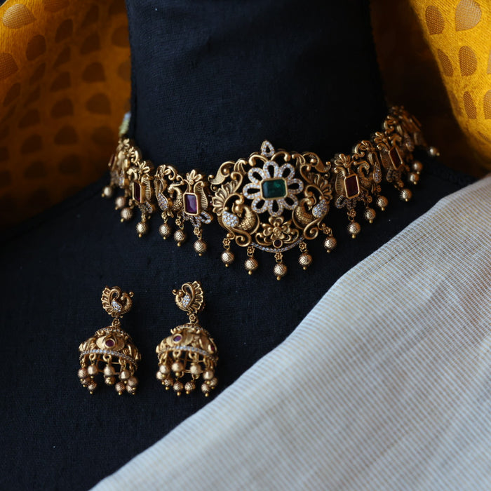 Antique choker necklace and earrings CCB11344