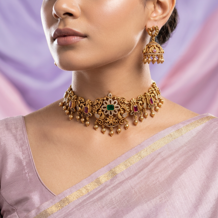 Antique choker necklace and earrings CCB11344